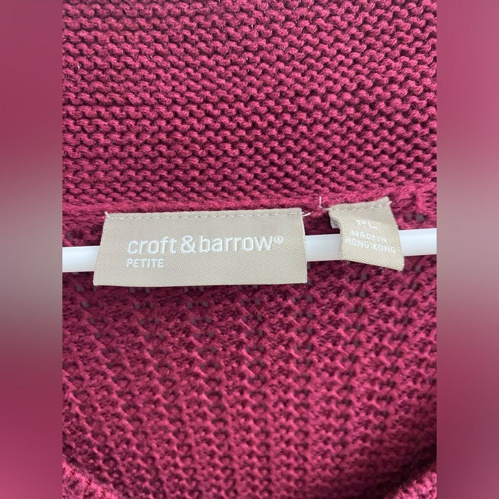 Croft & Barrow Burgundy Cardigan Sweater Shawl Collar Pockets Size L - Picture 4 of 9